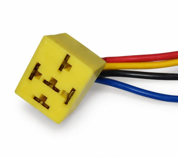 Yellow Relay Socket 5 Pins + Wires