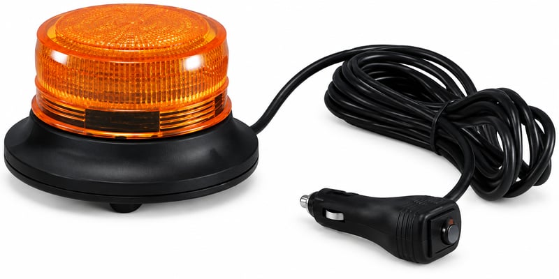 Amber Flashing Lamp with Magnet 12/24V